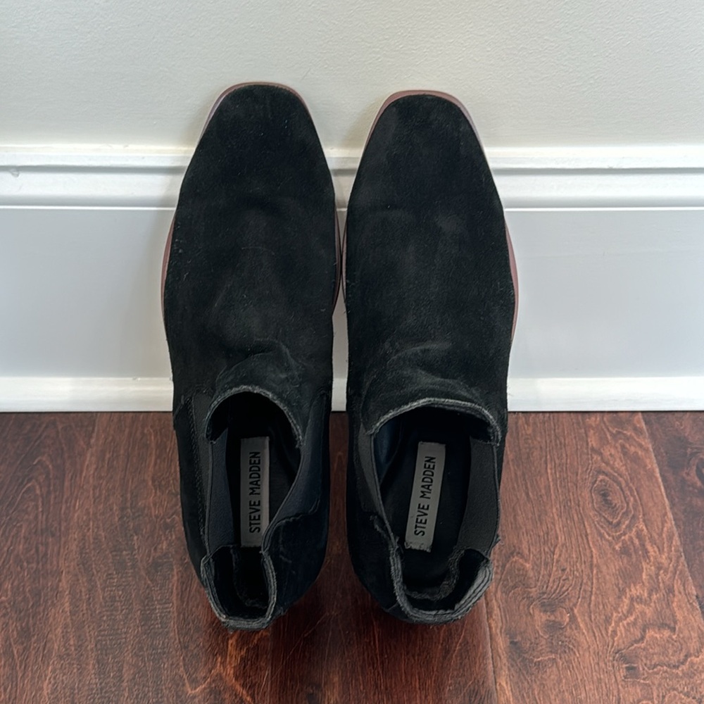 Steve Madden Men’s Black Suede Leather Ankle Boots Booties Fall Winter, size 12 - Picture 7 of 7